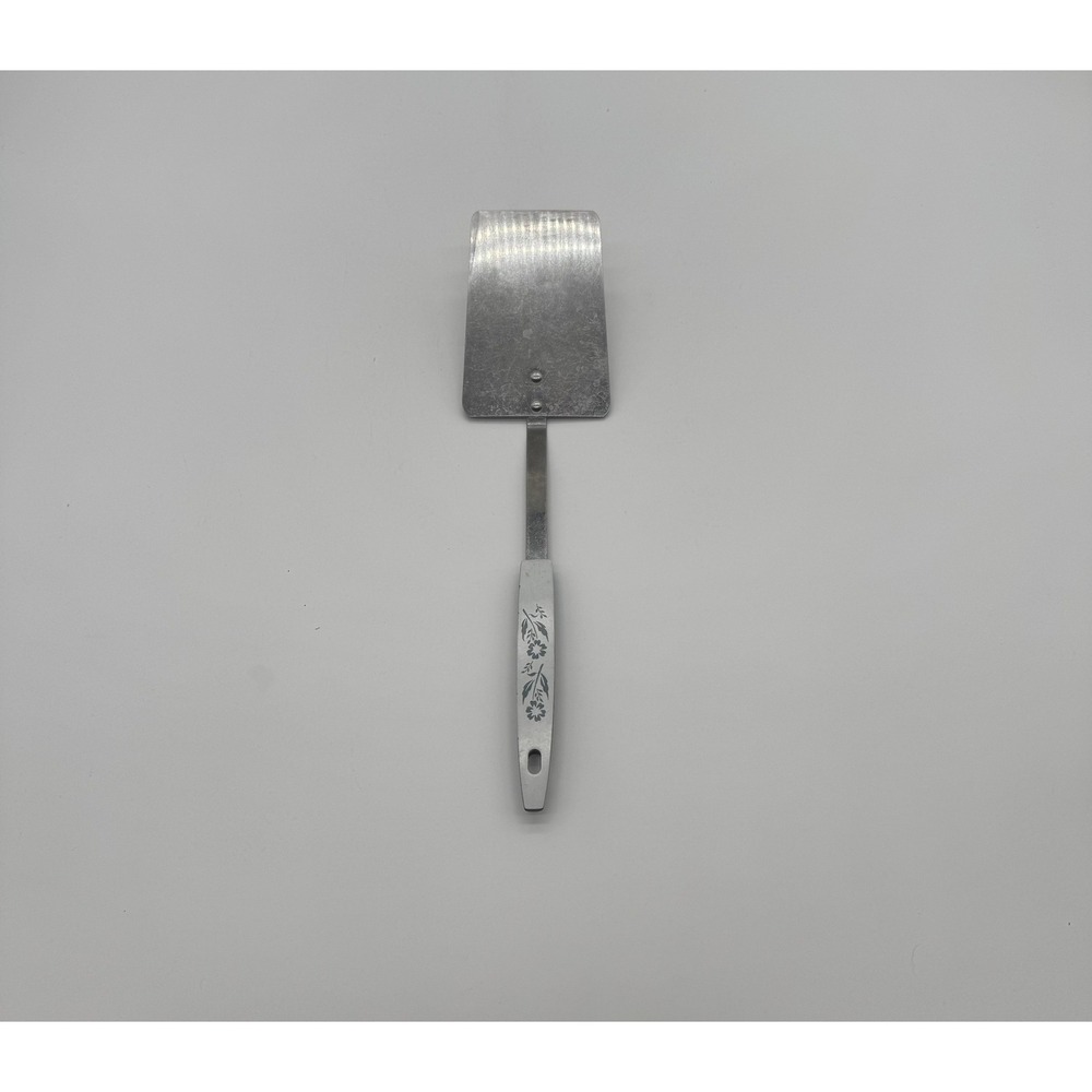 Vintage Stainless Steel USA Brownie Spatula Floral White Black Handle Server